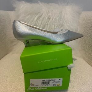 Sam Edelman Franci silver metallic kitten heel pump